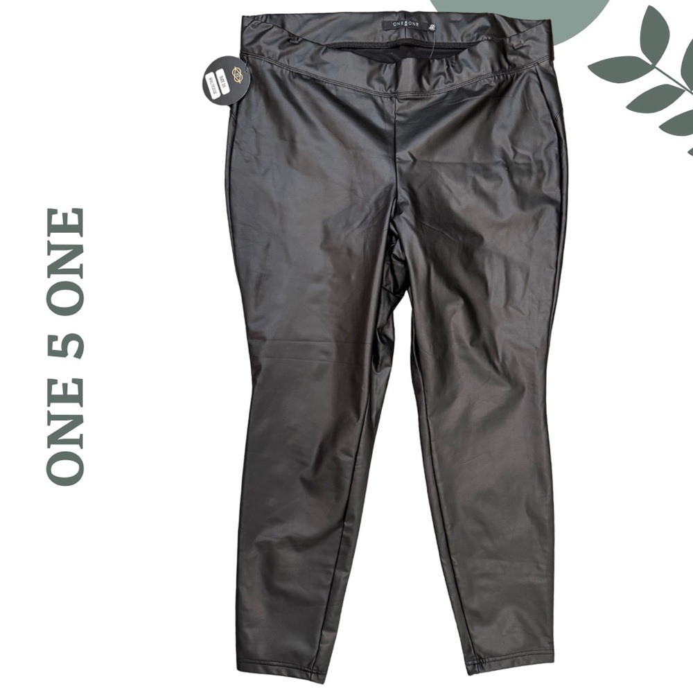 🛍️3/$40 ONE5ONE Faux Leather Pants- PULL on Elastic Waist – Size 2X